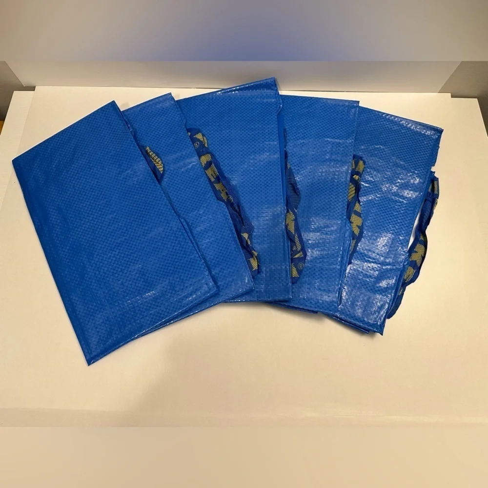 (Set of 5) NEW Ikea FRAKTA Shopping bag, large, blue